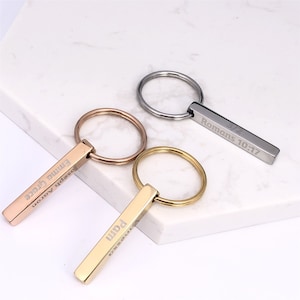 Chaveiro personalizado gravado, chaveiro com nome personalizado, chaveiro com letras e símbolos personalizados para mulheres e homens, chaveiro com barra 3D para presente