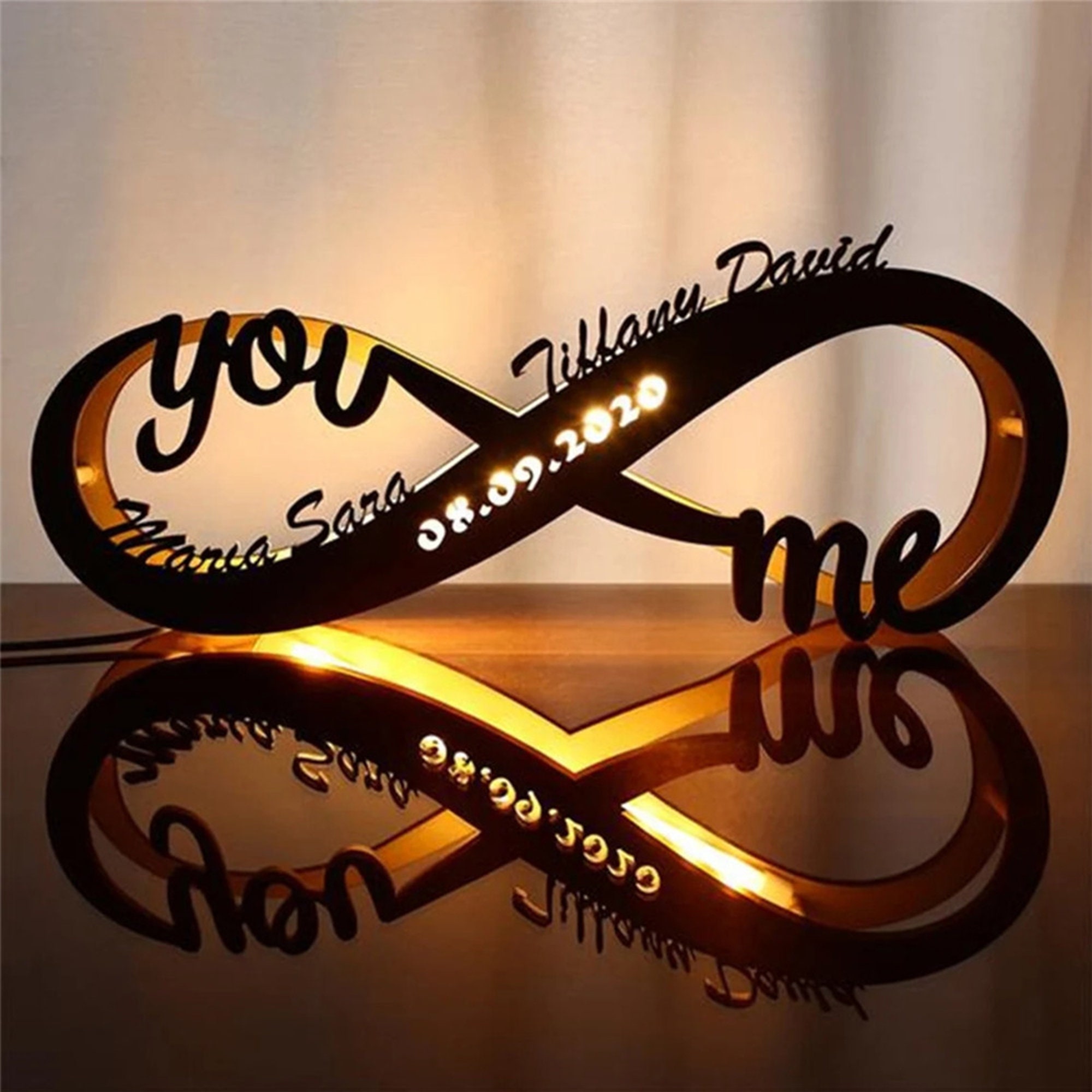 Luce Notturna LED Personalizzata Con Lettere In Legno - Decorazione Da Parete Per Nome, Compleanno, Matrimonio