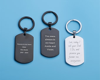 Personalized Engraved Dog Tags Keychain, Stainless Steel Key Rings, Custom Monogram Tags Keychains, for Women Men Valentine's Gifts