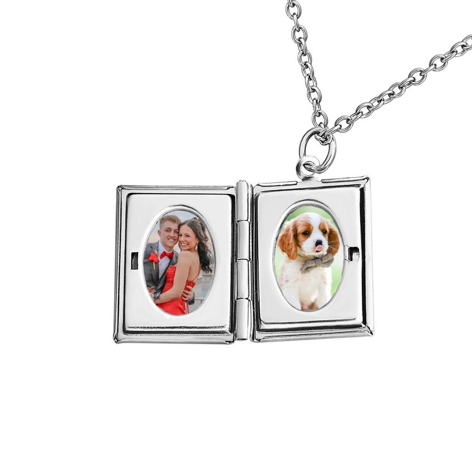 Personalized Photo Locket Necklaces Custom Photo Album Square Locket ...