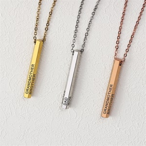 Personalized Engraving 6 Side 3D Bar Pendants Customize Name Bar Necklace Stainless Steel Pendant Women/Men Jewelry Gifts