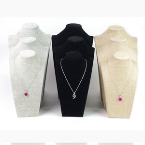 Black Velvet Necklace Pendant Chain Jewelry Bust Display Holder Stand,25*14.5cm,30*17.5,35*20cm Different Size Necklace Displays
