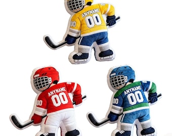 Personalized Photo Hockey Jersey Pillow, Custom Picture Sports Pillows with Name Number Stuffed Pillow