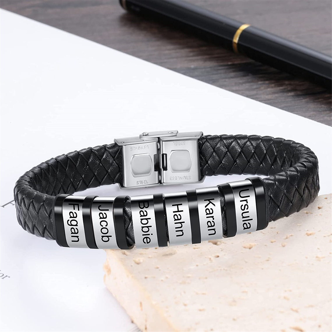 Personalized Family Names Men Bracelet Custom Engrave Name Etsy