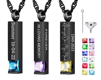 thumbnail image 2 of Ashes Necklace Circle Of Life Urn Necklace For Ashes Stainless Steel Eternity Keepsake Memorial Cremation Jewelry For Ashes Pendant Locket Black Urn Necklaces For Ashes 2 of 11