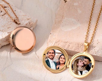 Custom Pendant with Pictures, Personalization 2 Photos Locket Necklace, Memorial Image Inside Openable Necklace