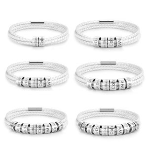 Pulsera personalizada con nombres de familia, de cuero genuino, con texto personalizado, para mujeres y hombres, regalos personalizados, brazalete DIY.
