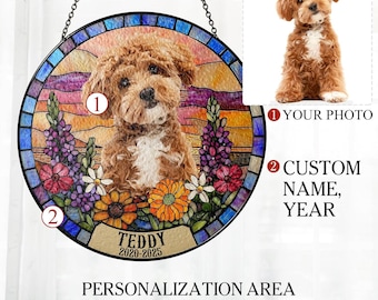 Personalized Stained Glass Suncatcher - Customized Dog Memorial Gifts Suncatcher for Door Terrace Garden