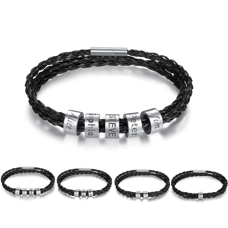 Personalized Family Names Men Bracelet With Custom Engrave Etsy