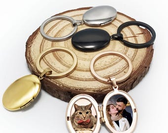 Locket Keychains, Custom Photo Key Chain Personalized Picture Locket for Birthday Gifts