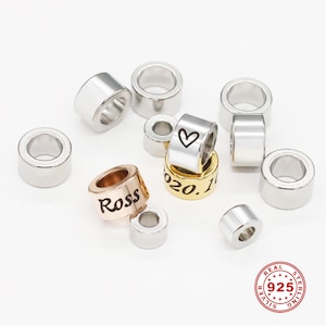 Cuentas de plata de ley 925 con nombre personalizado, kit para hacer joyas con dijes personalizados, 6 x 10 mm, compatibles con pulseras y collares.
