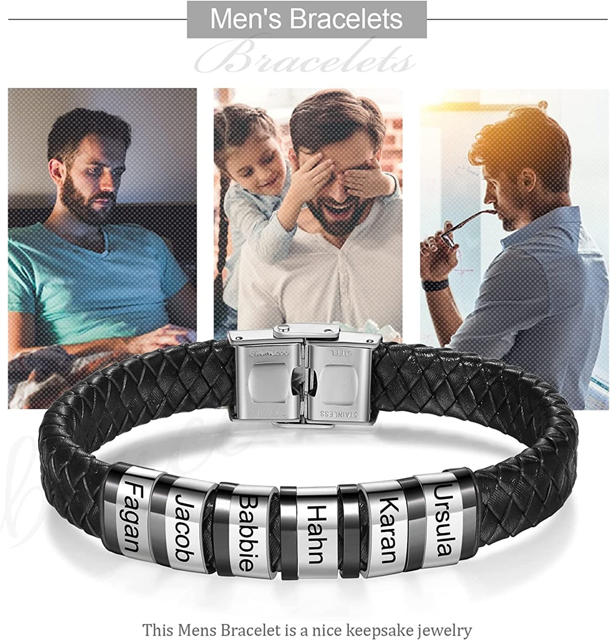 Men's bracelet with family names sale