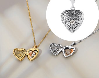 Collar personalizado con foto de corazón de amor, colgante de corazón hueco, collar con imagen personalizada para mujer, regalos del día de la madre