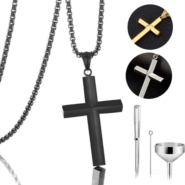 Kruis Urn ketting voor as 925 sterling zilver religieus kruis crematie hanger sieraden geloof hoop liefde geschenken voor mannen vrouwen