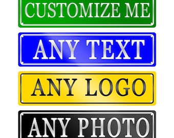 Personalized 4x16" Aluminum Road Sign, Indoor/Outdoor Wall Decor, Custom Street Signs With Text Logo Photo
