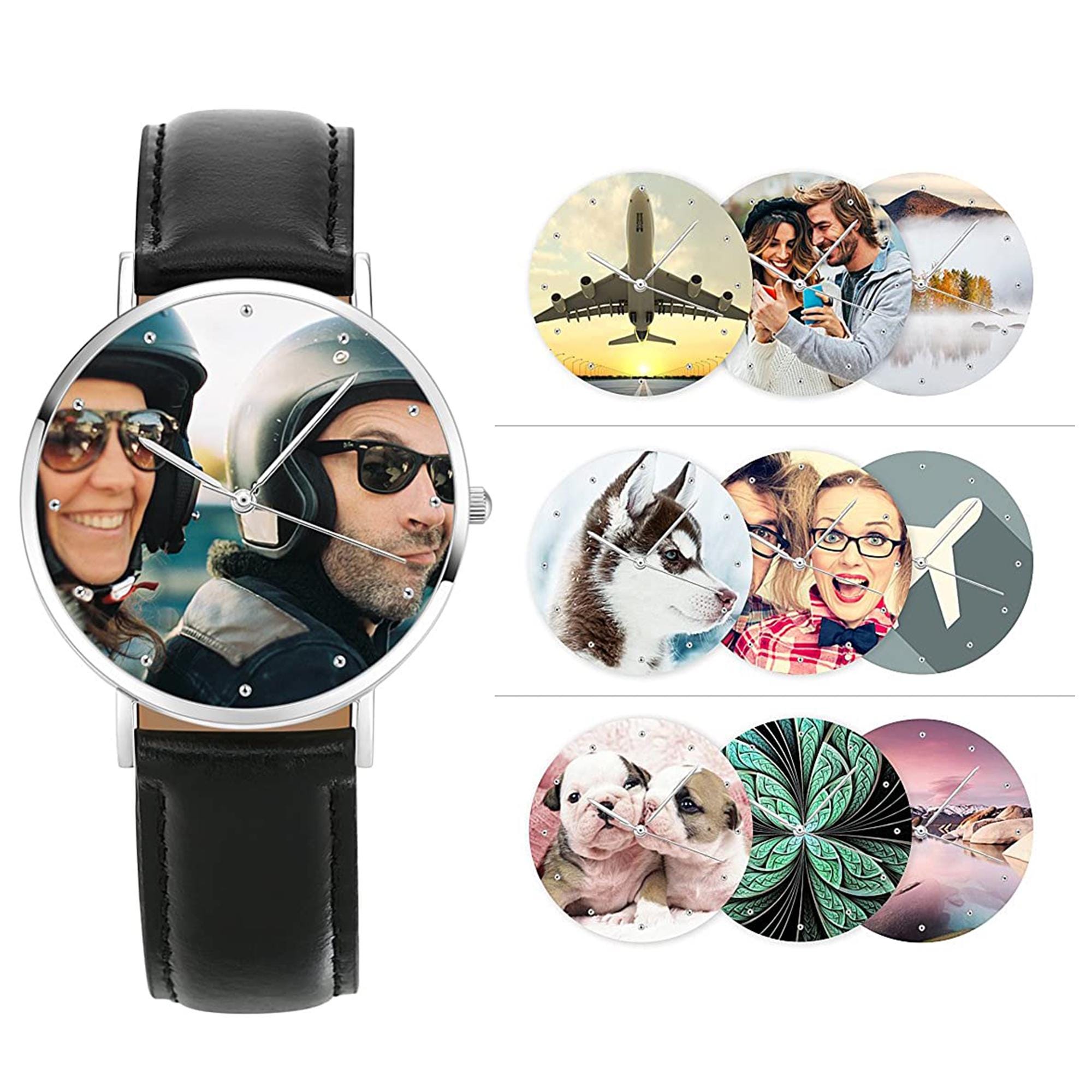 Personalized Photo & Text Watch, Custom Couple Picture Watch Black ...