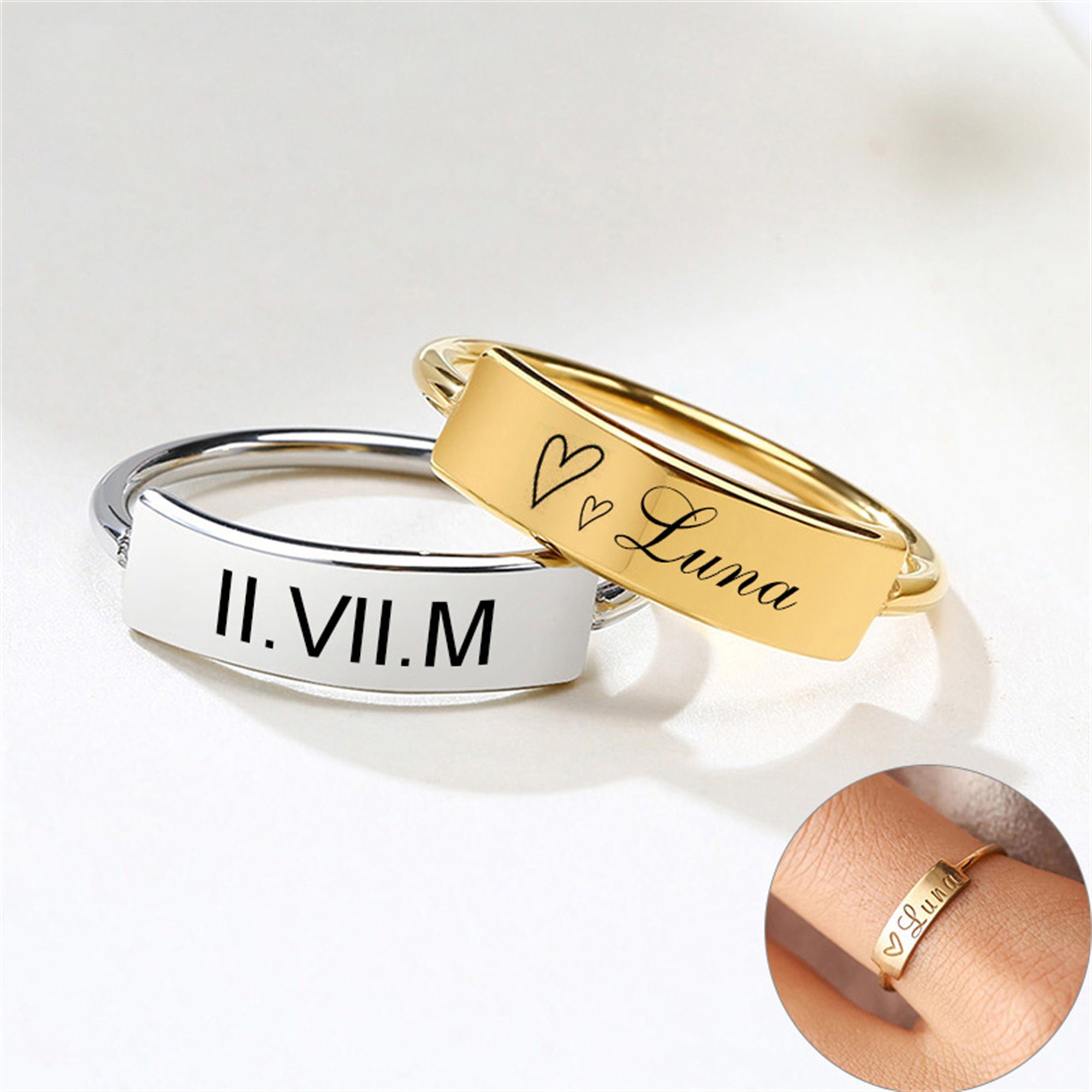 Personalisierter Namensring, Benutzerdefinierte Namensringe, Freundring, Ring mit Gravur, Gedenktag, Liebesgeschenke für Frauen Mädchen