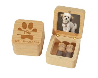 Custom Wooden Dog Hair Keepsake Box, Creative Cartoon Memorial Container Dustproof Pet Tooth Collection Box