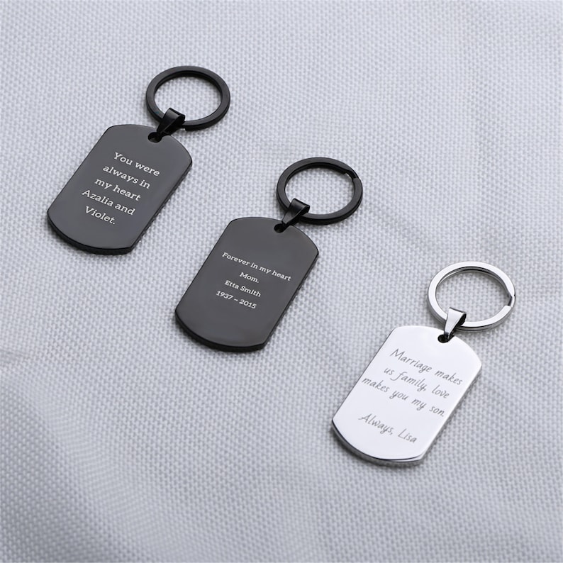Personalized Engraved Dog Tags Keychain Stainless Steel Key Etsy