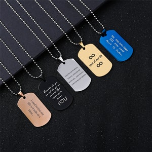 Personalized Text Military Dog Tags, Custom US Military ID Tag Necklace Free Engraving Stainless Steel Plain Dog Tag Pendant Necklace