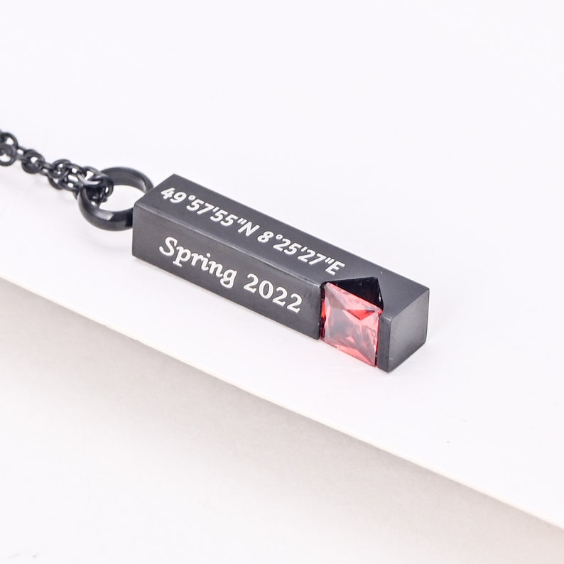 Personalized Text Urn Necklace for Ashes Birthstone Cube Cremation Jewelry Human Pet Memorial Necklace Keepsake imagen 3