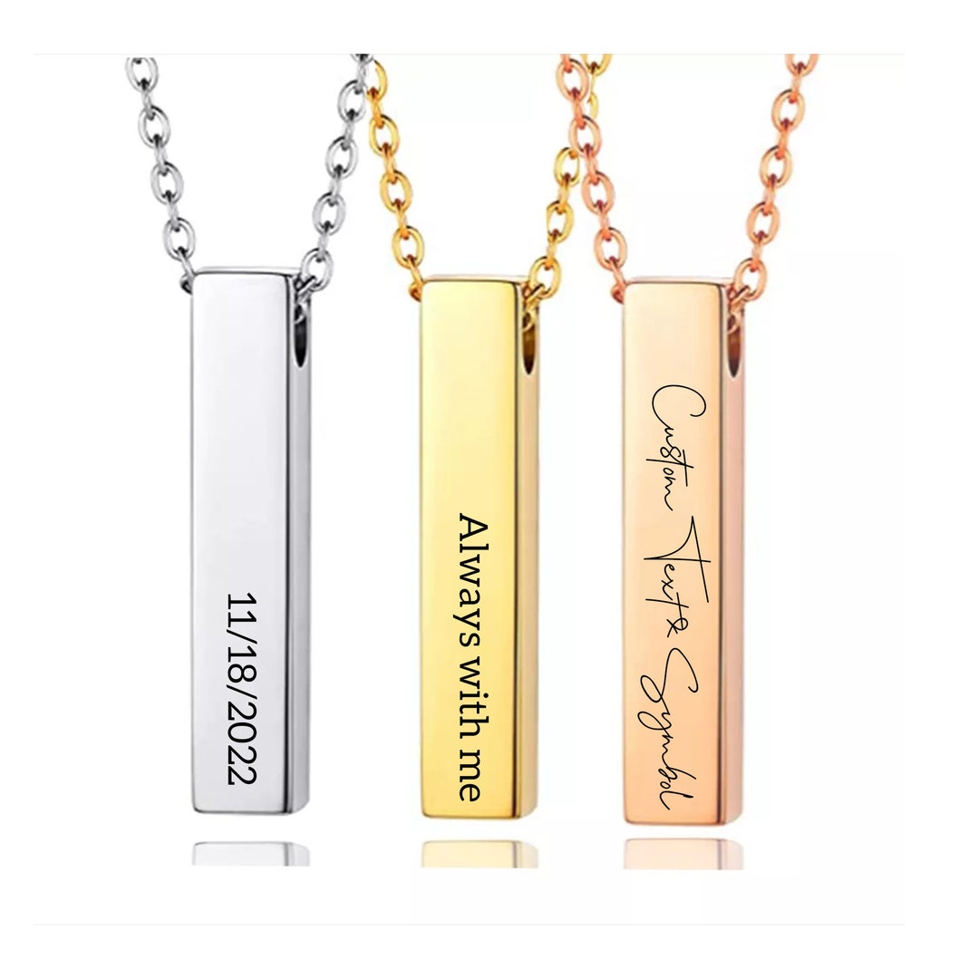 Personalized 3D Bar Ashes Necklace Cremation Ashes Holder Necklace