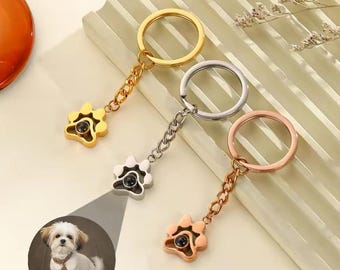 Customized Photo Pets Claw Shape Pendant Keyring, Personized Image Paw Keychain