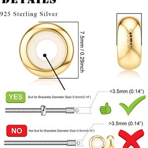 Bouchons de perles pour Bracelets en argent Sterling 925, breloques d'espacement à Clip, bouchons de Bracelet, 2 pièces image 2