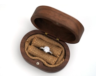 Custom Wedding Rings Box, Engagement Anniversary Personalized Name Date Holder Wooden Box