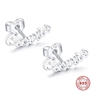 925 Sterling Silver Stud Personalized Name Stud Earring Custom Made Any Name Earrings Customize Your Own Earring Unique Gifts