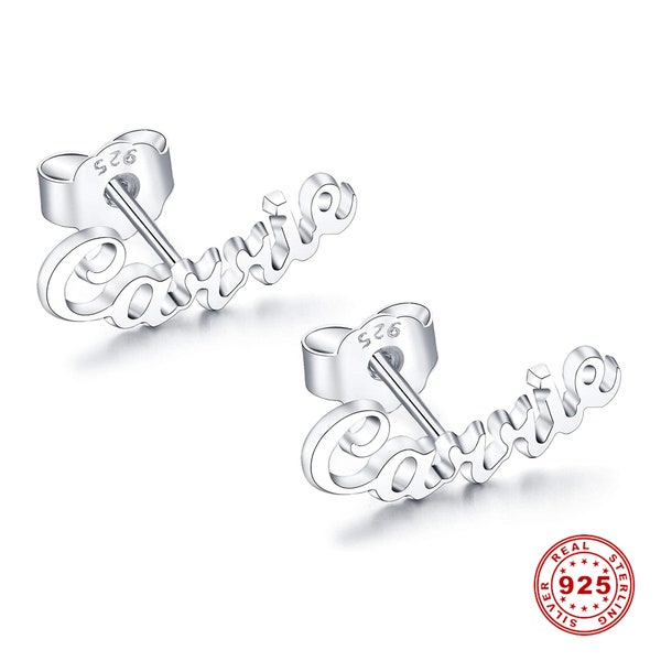 925 Sterling Silver Stud Personalized Name Stud Earring Custom Made Any Name Earrings Customize Your Own Earring Unique Gifts