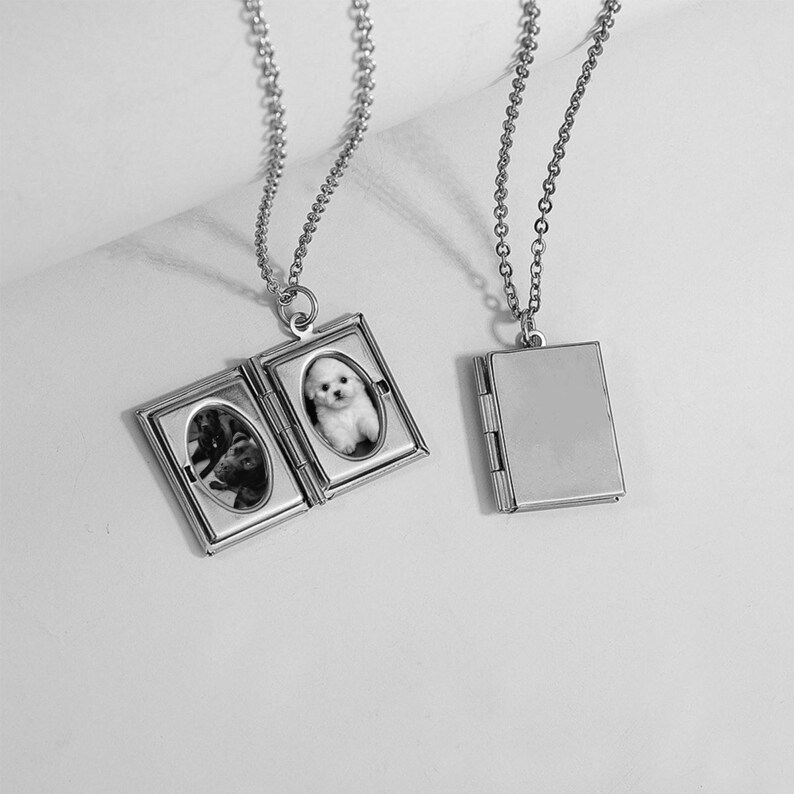 Personalized Photo Locket Necklaces Custom Photo Album Square Locket ...