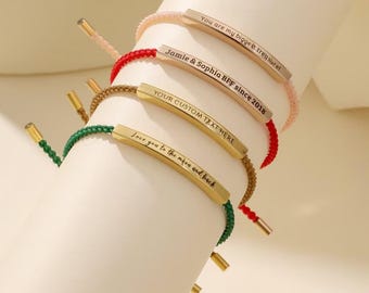 Custom Text Rope Bracelet, Personalized Letters Braided Jewelry Cuff Bangle