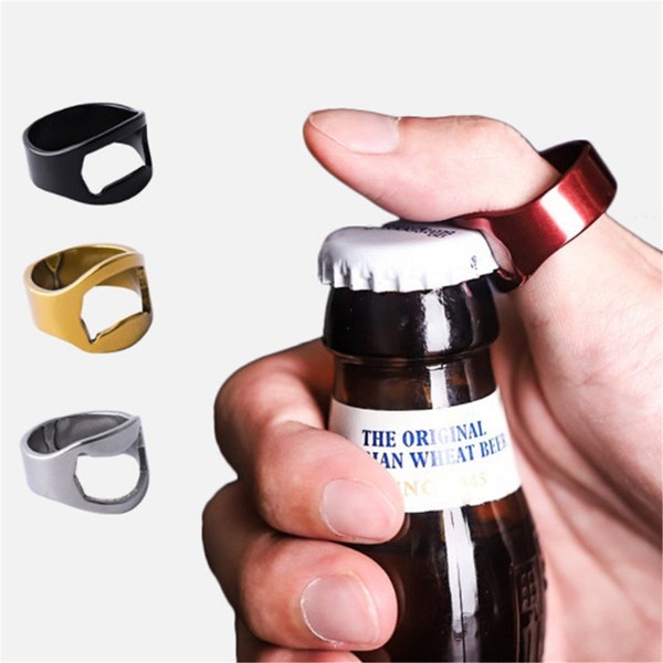 Personalisierter Ring Flaschenöffner Edelstahl Bier Flaschenöffner Bunte Finger Flaschenöffner für Party Familie Geschenk Lieferungen