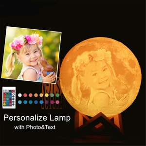 Personalization Luna Moon Lamp Night Light 3D Print Moonlight LED Dimmable Touch/Pat/Remote Switch Rechargeable Bedside Table Desk Lamp