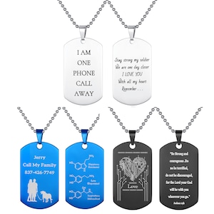 Personalized Engrave Text Memorial Pendant Custom Dog Tag Necklace, Custom Photo Memorial Military Tags Necklace Wedding Jewelry