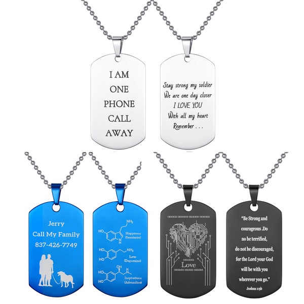 Personalized Engrave Text Memorial Pendant Custom Dog Tag Necklace, Custom Photo Memorial Military Tags Necklace Wedding Jewelry