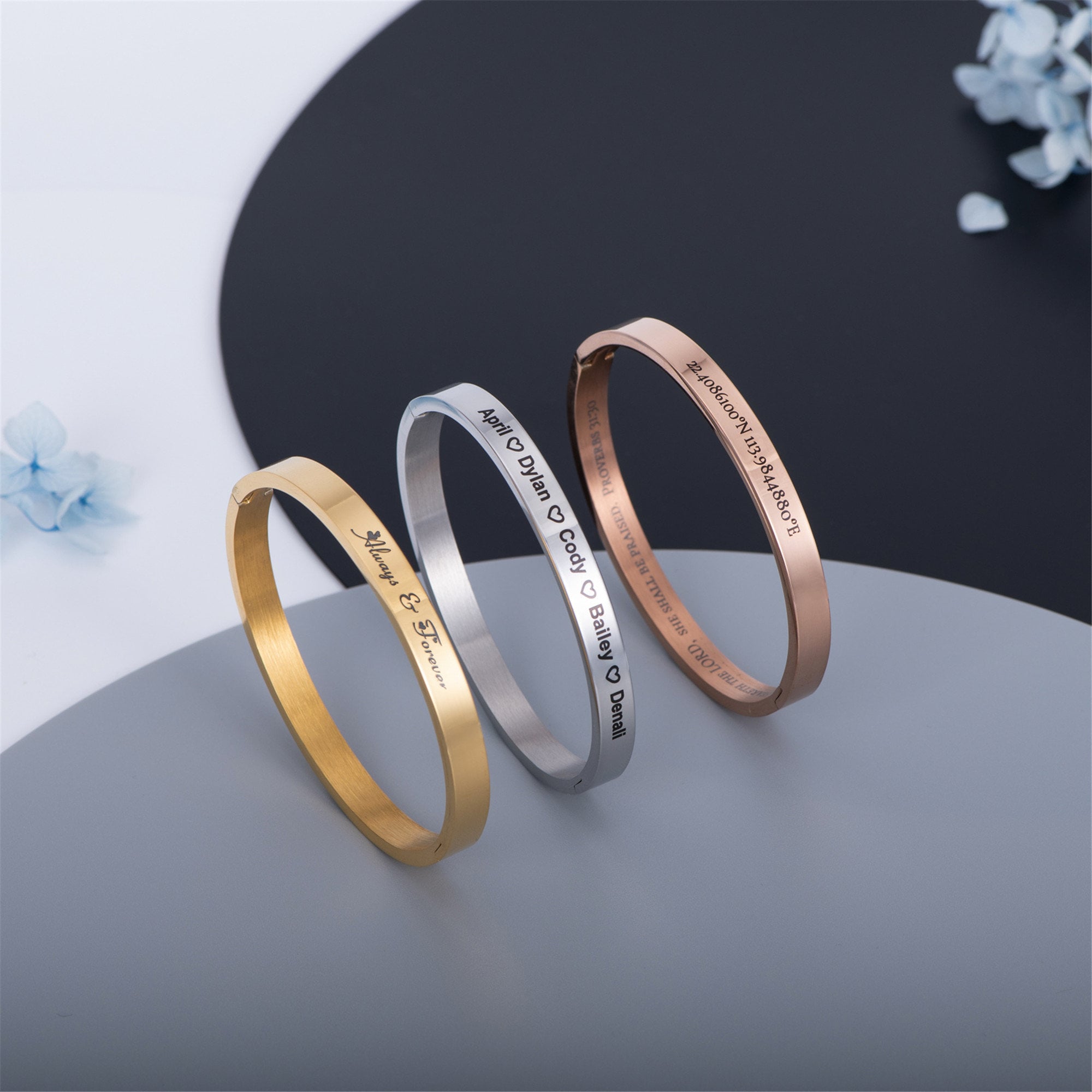 Stainless Steel Fashion Engraved Personalized Name Opening Bracelet Bangle Gift Stainless Steel Fashion Engraved Personalized Name Opening Bracelet Bangle Gift