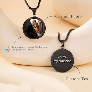 Personalized Photo Magic Necklace Custom Picture Hidden Picture Heat-Activated Necklace Magic Heat Photo Magic Pendant for Lover Gifts