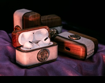 Housse AirPods 3 Pro vintage Machine Movement Étui AirPods Pro en cuir véritable pour AirPod Pro Housses personnalisées pour AirPods Pro