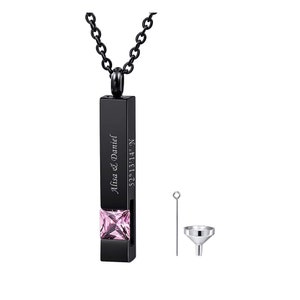 Personalized Text Urn Necklace for Ashes Birthstone Cube Cremation Jewelry Human Pet Memorial Necklace Keepsake imagen 5