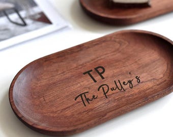 Personalized Solid Wood Tray, Custom Engraved Desktop Storage Decor, Summer Gift