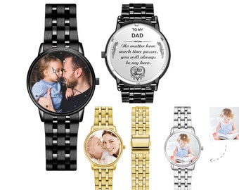 Relojes con foto personalizados, reloj de pulsera con imagen y nombre personalizados para pareja, novio, regalos de joyería para el día del padre