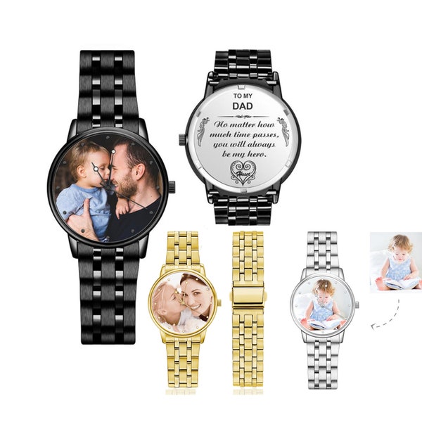 Montres avec Photo personnalisées, Image et nom personnalisés, montre-bracelet pour Couple, petit ami, bijoux cadeaux de fête des pères