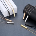 Personalized Engraving, Customize Name Bar Necklace, Square 3D Bar Custom Name Necklace Stainless Steel Pendant Women\/Men Wedding Gift