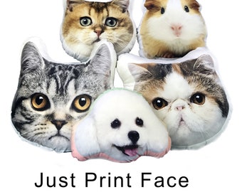 Oreiller personnalisé chat bricolage photo d'animal de compagnie tête de chat fait maison oreiller personnalisé animal en forme de chat coussin 3D juste imprimer le visage