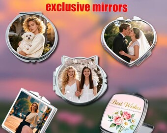 Personalized Image Geometry Mirrors. Custom Photo Makeup Mirrors, Their Compact And Distinctive Design Makes Them Portable