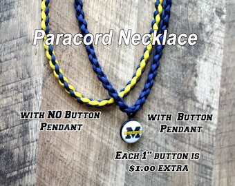 Handmade Braided Paracord Necklaces. Made with 550 Paracord. Perfect for sports teams of all ages