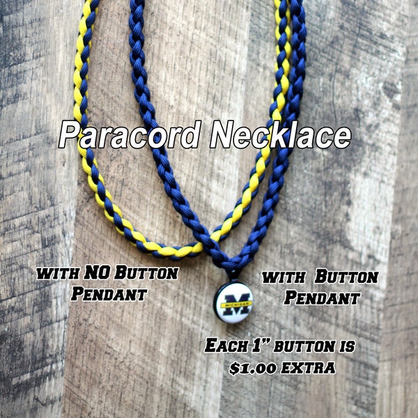 Handmade Braided Paracord Necklaces. Made with 550 Paracord. Perfect for sports teams of all ages