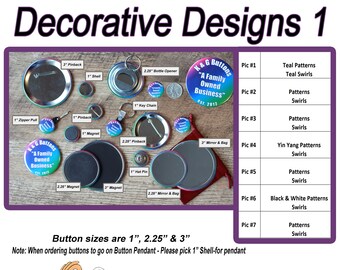 1 inch design on buttons, many design to choose